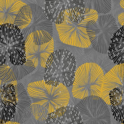 HEKO PANELS Stoff Oxford Wasserdichte Meterware Canvas-Stoff Polyester Stoff Zum Nähen Nähstoffe Dekostoffe Wasserabweisend Blickdicht Blätter Gelb Grau 1 Meter 155 x 100 cm