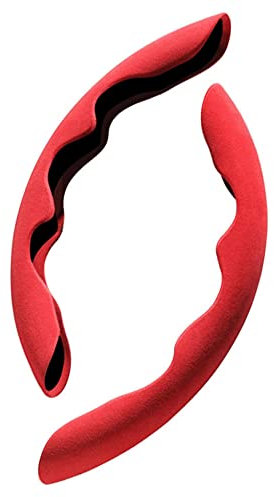 2 Stück Auto Lenkradhüllen Lenkrad Abdeckung,Wildleder Universal Lenkradhülle Lenkradabdeckung,segmentierter Lenkradschutz, Anti-Rutsch und langlebig für Lenkräder jeder Größe,Rot