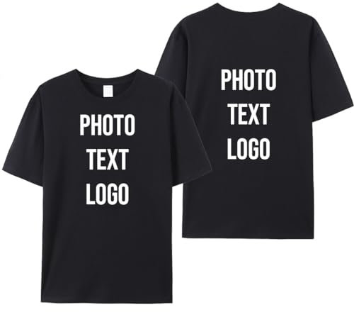 COOZEBRA Custom T Shirt - Personalised T-Shirt UK for Men & Women, 100% Cotton Customised Printed T-Shirts with Photo Text Design Black