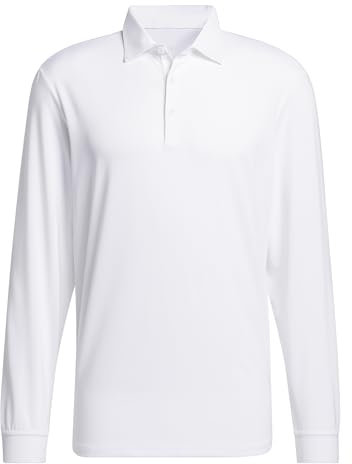 Adidas Men's Core Long Sleeve Golf Polo Shirt, White, XL