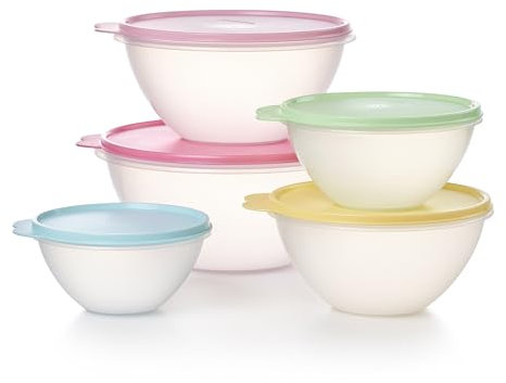 Tupperware Heritage Wonderlier 10 Piece Food Storage Bowl Set in Vintage Colors- Dishwasher Safe & BPA Free - (5 Containers + 5 Lids), WONDERLIER 5-BOWL SET