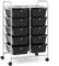 COSTWAY 10 Drawers Storage Cart, Multipurpose Mobile Organizer Shelving Unit with Handle, Removable Drawers & Lockable Wheels, Utility Rolling Trolley for Home Office Beauty (Black)