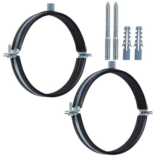 JDHGSHL 2 PCS Adjustable Rubber Pipe Hanger Clamps Heavy Duty Pipe Support Bracket Wall Mount Ceiling Mount Pipe Supports Fit For Pipe OD 6.3-6.5 Inch(159-166 mm)