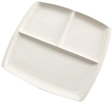 PRETYZOOM 1 assiette carrée en céramique de 10 pouces, assiette décorative en porcelaine, assiette à petit-déjeuner, assiette à dîner, contrôle des portions, assiette à dîner, compartiment à déjeuner
