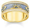 THOMAS SABO 2 Ring blau mit kosmischen Symbolen vergoldet 925 Sterlingsilber, 750 Gelbgold Vergoldung, Kaltemail TR2450-565-1