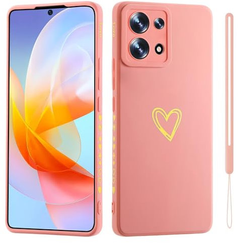 ESONG Cover per Xiaomi POCO M6 PRO 4G/Redmi Note 13 Pro 4G Custodia con Forma di Cuore d'Amore Dorato,per Donne/Ragazze,Custodia Sottile Morbida Silicone TPU Antiurto Protettiva Bumper Shell -Rosa