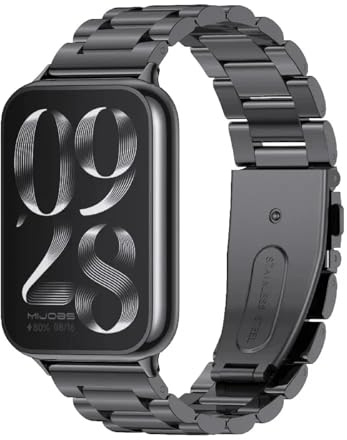 QULLOO 22MM Armband für Xiaomi mi Smart Band 8 Pro/Xiaomi band 9 Pro, Quick Release Edelstahl Metall Armband Uhrenarmband Wasserdicht Business Ersatzband Strap Zubehör - Schwarz