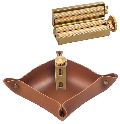 JGJUUZ Vintage -Zigarettenrolle, Messing Zigarettenrolle Za -Radgelenk Roller, handgefertigt Reine Kupfer Zigarette Rolling Machine Stütze 70 -mm -Zigarettenpapier,Square,Set B