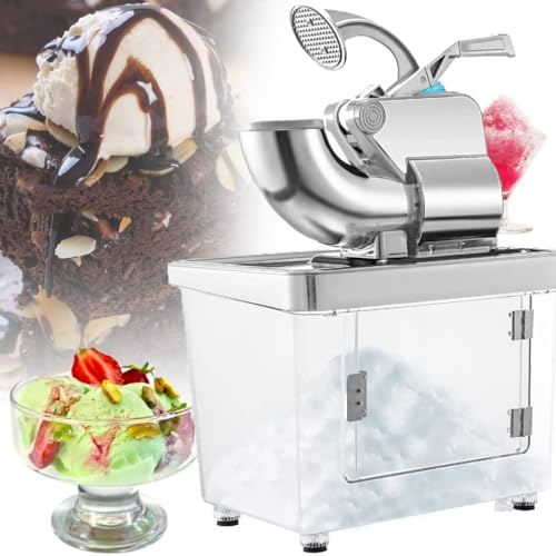 CYTBEK Electric Ice Crusher, Commercial Ice Shaver Snow Cone Maker, 1450r/m Crushed Ice Machine, 180kg/Hour Stainless Steel Ice Shaver Snow Cone Maker for Cocktails