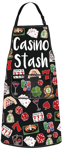 WZMPA Casino Stash Kochschürze Casino Glücksspiel Küchenzubehör Lucky Sevens Schürze mit Taschen zum Backen Grillen, Casino Stash Ap, Medium