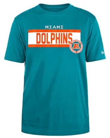 MIAMI DOLPHINS Unisex NFL Regular High Density Ink Screenprint Front Graphic Original Team Color T-Shirt, Turquoise, L EU