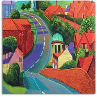 HCLHB David Hockney's Road to York Through The Sledmere Kunstposter, dekoratives Gemälde, Leinwand, Wandposter und Kunstdruck, moderne Familienschlafzimmer-Dekoration, Poster, 30 x 30 cm