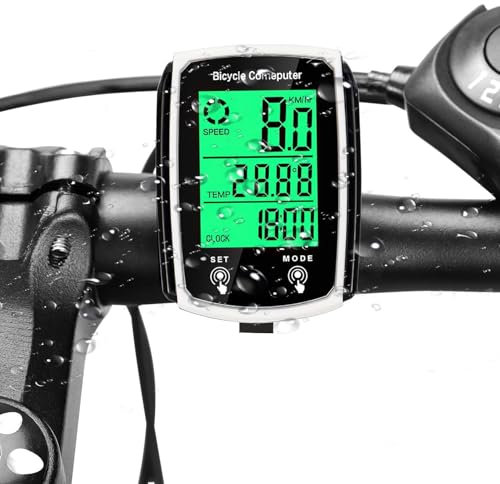 Bike Computer with Touch Screen Universal 19 Functions Wired Cycling Computer IP54 Waterproof Bicycle Speedometer Odometer LCD Backlight Display Auto Start Stop Suitable for MTB and Road Bikes Ac