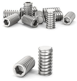 ORTAVA Tornillos Prisioneros Roscachapas, Tornillos Prisioneros de Seguridad M3 x 5 mm, DIN 913/ISO 4026, con Hexágono Interior (ISK) y Cabeza Cónica, Tornillo Prisionero Acero Inoxidable (Plata)
