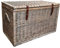 Arthur Cameron - Modena Deluxe Wicker Storage Basket with Lid, Leather Straps to Secure Shut & Strong Wooden Frame - Large wicker basket, storage trunk, storage chest (Antique Wash, Extra Large)