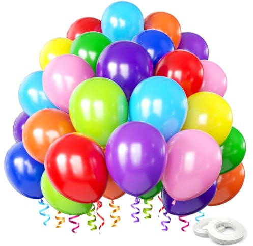 Luftballons Geburtstag [100 Stück],10 Farben Helium Luftballons Bunt 30cm(12 Zoll) Farbige Latex Ballons für Kindergeburtstag Hochzeit Luftballons Girlande Einschulung Baby-Dusche Party