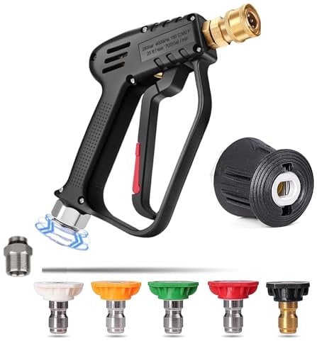YUET Pistola per idropulitrice ad alta pressione con manico girevole a 360 gradi con 5 punte per ugello dell'acqua, detergente per kit di pulizia auto (M22 14 mm raccordo tubo connettore e connettore