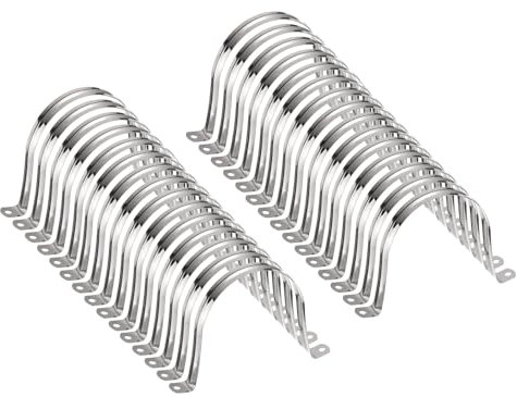 sourcing map 30 abrazaderas de conducto de 100 mm, abrazadera de tubo en U M100, correa de tubo rígida de acero inoxidable, soporte en forma de U con dos agujeros para fijación de cable de manguera de