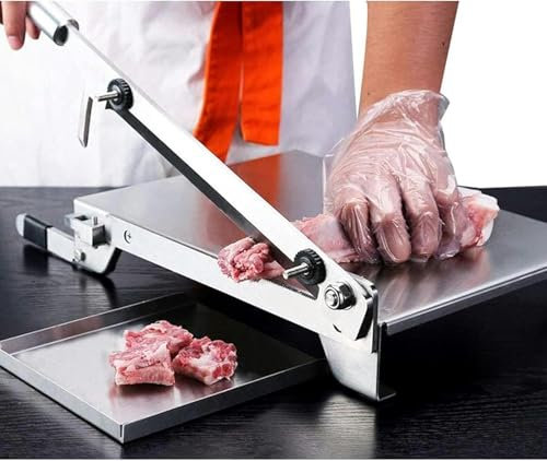 ZJGFCB Manual Meat Bone Cutter Rib Slicer Heavy Duty Chicken Cutting Machine With 9.5 Inch Knife Bone Chopper For Beef Goat Pig Fish Butcher Commercial Kitchen