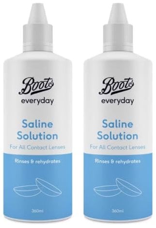 Bōots Everyday | 2× Saline Solution - for All Contact Lenses | Rinses & Rehydrates | 360mL Each [Twin Pack]