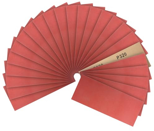 PMIQSA Papier de Verre, Papier Abrasif 320 Grains Utilisé pour polir le métal le bois les voiture, 24 Pièces Papier à Poncer 9x3,6 pouces (23x9cm)