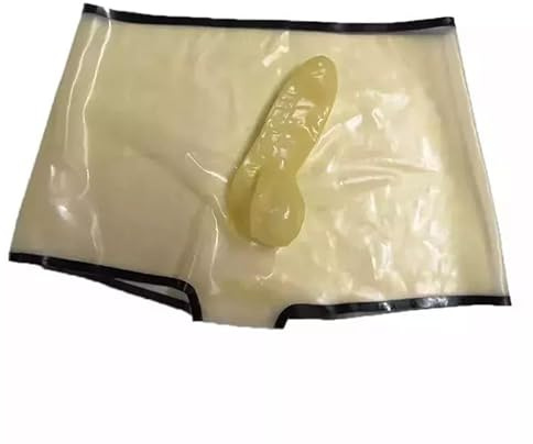 ALMYMM Latex Underwear Transparente Boxer Shorts mit Penis Männer,Latex Hose Slips Herren,Fetisch Exotische Unterwäsche Pant Cosplay