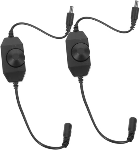 Angoily 2pcs Brightness LED Strip Controller Rotary Knob for Single Color Table Lamp Lighting Black Durable Inline Lamp Control