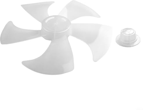 Zilimontt 14 Inch 5-Blade Plastic Fan Blade with Nut Cover for Pedestal and Desk Fans, PP Material, Low Noise High Resistance Replacement Part(Transparent White)