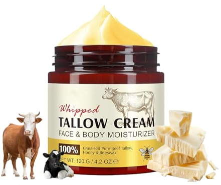 Rindertalg fußcreme, Rindertalg für Haut, Beef Tallow Creme mit Honig & Weihrauch, Tallow Balm für Gesicht als Feuchtigkeitscreme, 100% Natürliche Beef Tallow Hautcreme gegen Trockene Haut