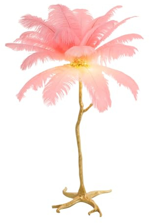 CHERIPOLI feder Stehlampe Moderne Luxus Feder Stehleuchte LED Bodenlampe Feder Leseleuchte Bodenlampe Standleuchte Decor Federlampe Kreative Studie Lampe für Wohnzimmer und Schlafzimmer (Rosa)