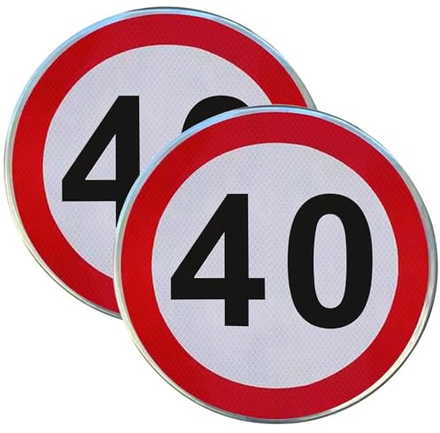 2PCS panneaux de limitation de vitesse, norme européenne 5 km/h, panneau de signalisation réfléchissant en aluminium, résistant pour une utilisation extérieure. (40 km/h, 40cm)