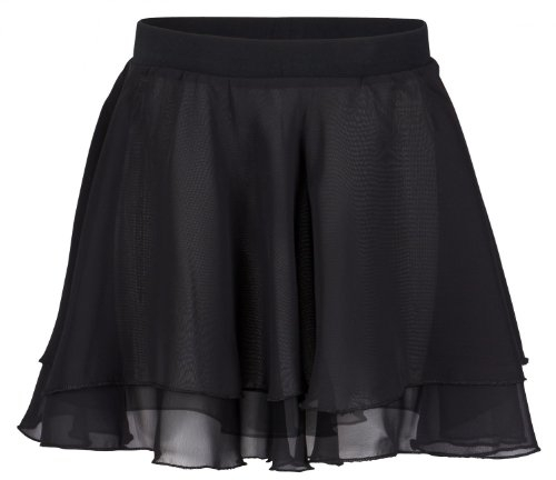 tanzmuster ® Ballettrock Mädchen - Elli - aus Chiffon zum Reinschlüpfen fürs Kinder Ballett in schwarz, Größe 140/146