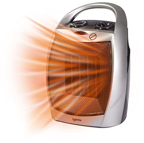 Igenix Freestanding Electric Low Energy Fan Heater 1800 Watt, Silver, For Warming up a Room Within the House, Conservatory, Garage, Outbuilding, Mobile Home or Caravan