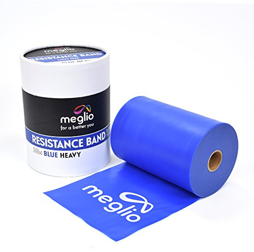 Meglio Widerstandsband 23m Rolle, Latexfreie Widerstandsband-Rolle für Fitnesstraining, Fitnessstudio, Heimtraining, Dehnungen, Krafttraining & Rehabilitation, (Blau) Schwer