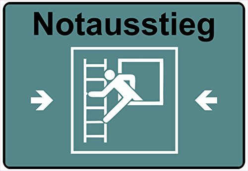 Schild Hinweisschild Hinweis Notausstieg Exit Not Ausgang Treppe Leiter SOS
