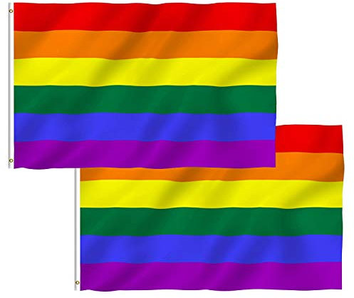 Lot de 2 drapeaux arc-en-ciel Aboat, symbole de Gay Pride - 152 x 91 cm - Pour Festival
