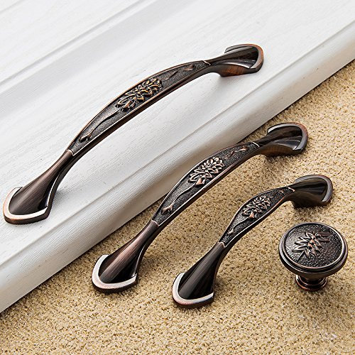 Angela-homestyle™ Griffe & Stangen Vintage Antikbeschlag Schubladengriff Möbelgriff Schrankgriff Zierteile Mit Schrauben (96mm, Antik Rot)