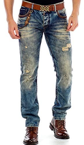 Cipo & Baxx Herren Jeanshose | Regular, Straight & Slim Fit | Destroyed & Used Denim | Moderne Casual Freizeit Hose