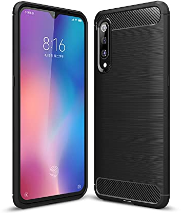 Cruzerlite Case für Xiaomi Mi 9 hülle, Carbon Fiber Shock Absorption Slim TPU Cover Schutzhülle für Xiaomi Mi 9 Case (Black)