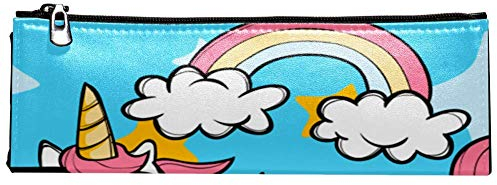Ezioly Trousse à crayons en cuir avec fermeture éclair en verre Motif licorne