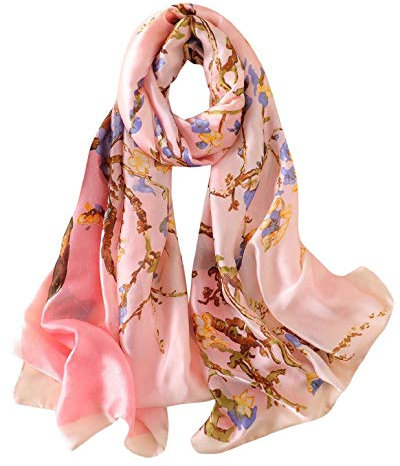 heekpek Foulard Femme Foulards en Satin Foulard Imprimé Echarpe Foulard Leopard Wraps Foulard Satin Joli Foulard Fleur Châle Long Foulard