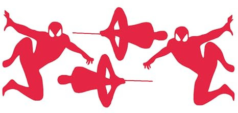 Sheet of 4 Man in a Spider Superhero Costume Small Light Switch Sticker/Car Sticker/Wall Decal (Red)