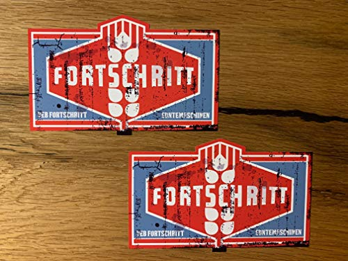 2X Fortschritt Aufkleber 12x7,8cm DDR Sticker VEB Vintage Traktor Trecker Landmaschine Erntemaschine Ostalgie Oldtimer