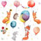 WandSticker4U®- [Aquafarben] Wandtattoo Kinderzimmer TIERE & LUFTBALLON XXL (107x100 cm) I Wandsticker Babyzimmer Waldtiere Hasen Fuchs Igel I Wandaufkleber Kinderzimmer Deko Mädchen Junge GROß