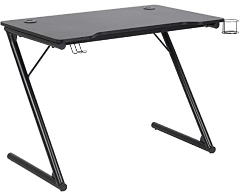 AC Design Furniture Ted Gaming-Schreibtisch, H: 74 x B: 100 x T: 60 cm, Schwarz, Metall/MDF, 1 Stk.