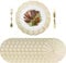 ZOOFOX 12 Pack Placemats, 15 Inch Gold Pressed Vinyl Table Mats with Hollow Out Design, No-Slip Heat Resistant Round Mats for Dining Table Kitchen Decor Party Wedding Accent Centerpiece