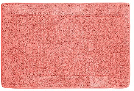 PANA® Viskoelastische Frottee Badematte (50 x 80 cm) • Hochflor Badvorleger mit viskoelastischem Memoryschaum • rutschfest und saugstark • Waschbarer Duschvorleger • Farbe: Koralle