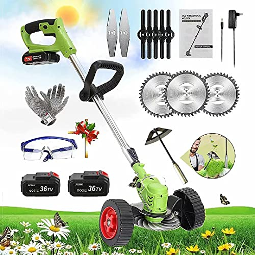 Coupe Bordure avec Batterie sans Fil Debroussailleuse électrique De La Lame Batterie Au Lithium(36V/6.0Ah) Coupe-Bordure pour Tondre Les Pelouses Arbustes Branches