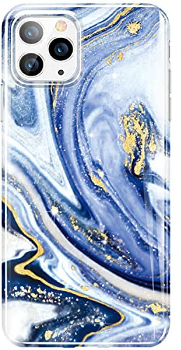 luolnh Gold Glitter Sparkle Case Compatible with iPhone 13 Pro Max Case Marble Design Shockproof Slim Soft Silicone TPU Bumper Cover Phone Case for iPhone 13 Pro Max 6.7 Inch 2021(Blue Stars)