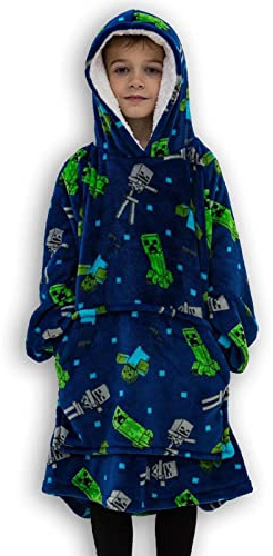 Minecraft Creeps Wearable Oversized Hooded Fleece Blanket Oodie Kids Medium